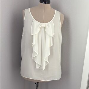 AGB Cream Ruffled Sleeveless Blouse